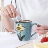 Gaeaspace  -  Korean Style Retro Hand-painted Creative Mug Personalized Simple Ceramic Coffee Cup Household Large Capacity Juice Drink Milk Cu