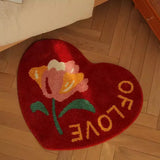 Gaeaspace  -  Tufting Chinese Red Style Bathroom Mat Soft Bedroom Rug Heart Shape Carpet Bathmat Anti Slip Floor Pad Doormat Home Room Decor