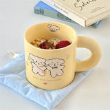 Gaeaspace  -  Design Cream Color Mug Korean Ins Style Cartoon Rabbit Creative Milk Coffee Cup Household Simple Dessert Ice Cream Cup