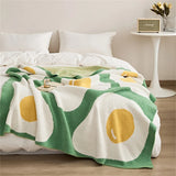 Gaeaspace  -  Simple Cartoon Fried Egg Thickened Blanket, Half Velvet Blanket, Multifunctional Sofa, Bed Tail Cover, Casual Shawl, Class A