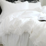 Gaeaspace  -  Luxury Romantic Ruffle duvet cover White bedding king duvet cover lace bed set princess solid cotton quilt cover duvet set queen