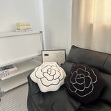 Gaeaspace  -  45cm Mountain Camellia Black and White Pillow Exquisite and Comfortable Home Decoration Cushion Birthday Gift