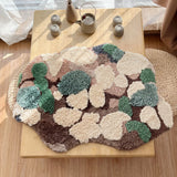 Gaeaspace  -  Irregular Tufted Moss Forest Bedroom Rug Green Plant Forest Door Bedside Mat Fluffy Foot Carpet Floor Safety Pad Home Room Decor