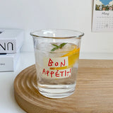 Gaeaspace  -  1 Piece Creative Heavy Glass Tumbler Cup French Style Bon Appetit Iced Coffee Juice Water Glasses Cup 320ml