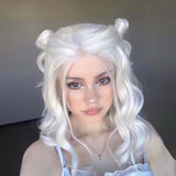 Gaeaspace  -  White Wig Natural Wavy Lace Synthetic Lace Front Wig Glueless Wigs Ready to Wear Long White Wig Glueless Lace Wigs for Women