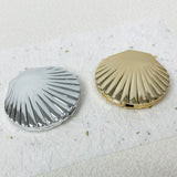 Gaeaspace  -  Shell Shaped Double Sided Makeup Mirror, Silver and Gold Shell Mirror, 1X/2X Folding Hand Mirror