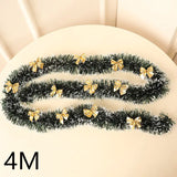 Gaeaspace  -  2/4MGreen Christmas Tree Decoration Ribbon Garland Christmas TreeBar Tops Ornaments Xmas Tinsel Grass Ring Family Reunion Party