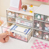 Gaeasapce  -  Cute Desk Organizer Drawer With Sticker Kawaii Plastic Office Table Organizer Stationery Storage Box Container For Home School