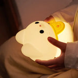 Gaeaspace  -  Lucky Cat Night Light USB Charging Timer LED Silicone Tapping Light Children's Bedside Light Warm and Healing lamps