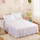 Gaeaspace  -  1pcs Elegant Princess Bed Skirt Non-slip Mattress Cover Ruffled Lace Bed Skirt Bedsheet Protector Bedspread No Pillowcase