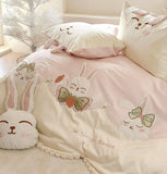 Gaeaspace  -  Cute cartoon rabbit bedding set 1.5 1.8 2.0,full queen king kawaii bunny cotton home textile bed sheet pillow case quilt cover