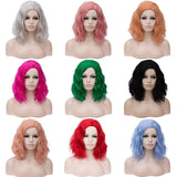 Gaeaspace  -  Woman Pink Wigs Short Curly Heat Resistant Synthetic Hair Green Wig for Black White Women Cosplay Bob Wigs