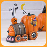 Gaeaspace  -  Halloween Pumpkin Train Holiday Party Home Desktop Window Scene Arrangement Resin Handicraft Ornament