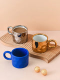 Gaeaspace  -  Nordic Handmade Cup Ceramic Coffee Mug Creative Ink Splashing Couple Niche Design Office Coffee Cups Handle Blue Ceramic Mugs