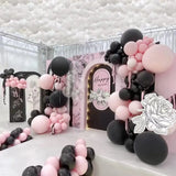 Gaeaspace  -  136 Pcs Black Macarons Pink Balloon Garland Arch Set Wedding Bridal Shower Anniversary Girls Birthday Party Baby Muy Decorations