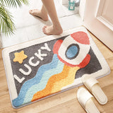 Gaeaspace  -  Cartoon Planet Rocket Universe Non Slip Carpet Entrance Mat Bathroom Absorbent Floor Mat Machine Washable Kids Rugs Boys Bedroom