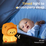 Gaeaspace  -  Kawaii Lion Night Light Rechargeable 3 Level Dimmable Silicone Sleeping Light Bedside Lamp Nursery Nightlights For Bedroom