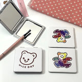 Gaeaspace  -  Cartoon Portable Double-Sided Pu Small Mirror Student Makeup Mirror Cute Little Bear Cosmetics Mirror Women Cosmetics Tools