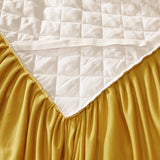 Gaeaspace  -  Luxury Gold Crystal Velvet Flowers Lace Ruffles Bedspread, Quilted Embroidery Bed Skirt, Mattress Cover, Bed Sheet Pillowcases