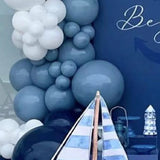 Gaeaspace  -  116Pcs Navy Blue White Balloons Garland Arch Kit Dusty Blue Latex Balloon for Nautical Theme Party Decorations Birthday Supplies