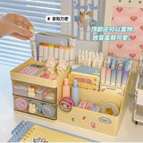 Gaeaspace  -  Kawaii Desktop Cosmetic Storage Box Organizer Drawer Office Storage Rack Stationery Desk Pen Holder Bunny Drawer jewel Organizer