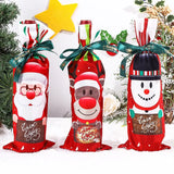 Gaeaspace  -  Christmas Santa Knitted Wine Bottle Case Elk Snowman Red Wine Champagne Bottle Cloth Merry Christmas Decor Happy New Year