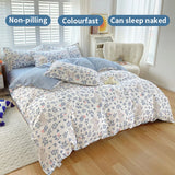 Gaeaspace  -  Bedding Set with Flowers, 100% Cotton, Skin Friendly, Breathable, Duvet Cover, 2Pcs Pillowcase,No Bed Sheet