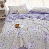 Gaeaspace  -  New Soft and Comfortable Bubble Cotton Printed Summer Quilt Four-Piece Set