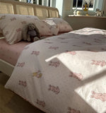 Gaeaspace  -  Sweet cute cartoon rabbit bear polka dot bedding set,twin full queen lovely cotton home textile bed sheet pillowcase quilt cover