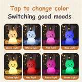 Gaeaspace  -  LED Night Light cute Rabbit Animal Cartoon Silicone Lamp Dimmable USB Rechargeable For Children kids bedroom gift Sleeping light