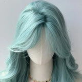 Gaeaspace  -  Mint Blue Green Wig Women's Split Octagonal bangs large waves long curly hair natural simulation wig  cosplay wig