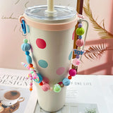 Gaeaspace  -  Cream Pearl Bow Lanyard For Stanley Tumbler Cup Holder Strap Portable Handle Sling For Starbucks 30 40oz Water Cup Accessories