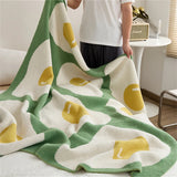 Gaeaspace  -  Simple Cartoon Fried Egg Thickened Blanket, Half Velvet Blanket, Multifunctional Sofa, Bed Tail Cover, Casual Shawl, Class A