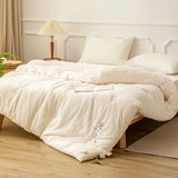 Gaeaspace  -  Knitted Cotton Comforter Soybean Fiber Quilt Warm White Four Seasons Single Double Duvet Soft Twin Queen King Bedding