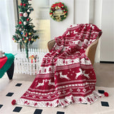 Gaeaspace  -  Christmas Knitted Blanket Soft Warm Snowflake Throw Blanket Lightweight Blanket Couch Sofa Office Bed Cover Camping Travelling