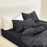 Gaeasapce  -  Bedding Set 100%Cotton Simple Black Stripe Duvet Cover Set Single Full Double Queen King Nordic Quilt Cover Bed Sheet Pillowcase