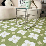 Gaeaspace  -  Classical Flower Pattern Living Room Carpets Green Girl Children's Bedroom Bedside Soft Carpet Cute Minimalist Cloakroom Rug 양탄자