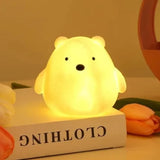 Gaeaspace  -  Animal Mood Light Bear Pig Cartoon Silicone Night Light Battery Lamp Beside Table for Children Kid Bedroom Decoration Home