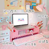 Gaeaspace  -  Pink Computer Rack Student Dormitory Desktop Stationery Notebook Monitor Increased Rack Finishing Shelf Home Office Storage