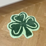 Gaeaspace  -  Clover Green Leaf Flocking Rug 100% Tufted Rug ordic Fun Anti-slip Absorbent Foot Pad Home Door Mat Carpets for Living Room Area