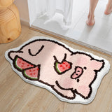 Gaeaspace  -  Tufting Piggy Bathroom Mat Soft Plushy Rug Kids Bedroom Carpet Doormat Floor Anti Slip Pad Aesthetic Home Room Winter Warm Decor