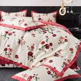 Gaeaspace  -  100s Egyptian Cotton Bedding Set Queen King Ru Double Size Print Bed Linens Blanket Cover Sheet Pillowcase