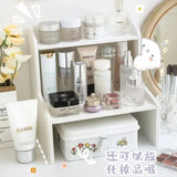 Gaeasapce   -  INS Desktop Storage Box 2 Layers Home Bedroom Dresser Skin Care Products Lipstick Shelf Study Stationery Books Sundry Organizer