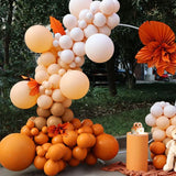 Gaeaspace  -  108pcs Burnt orange Balloon Garland Arch Kit Double Stuffed Cream and Pumpkin Orange Latex Balloon for Autumn Decorations