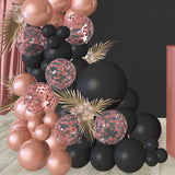 Gaeaspace  -  127 Pcs Rose Gold Black Metal Confetti Balloons Garland Arches Set for Baby Shower Birthday Proposal Party Bridal Wedding Decor