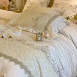 Gaeaspace  -  European-Style Luxury High-End 100 Cotton Four-Piece Set Exquisite Lace Embroidery Cotton Quilt Cover Bed Sheet Bedding