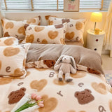 Gaeaspace  -  Winter Warm Plush Duvet Cover Set Queen Bedding Sets Comforter Cover Cartoon Quilt Cover Sheet Pillowcase 4pcs Luxury Bed Linens