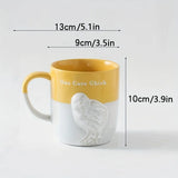 Gaeaspace  -  1pc 350ml Cute Bunny Chicken Coffee Mug Ceramic Coffee Cup Funny Gifts Unique Birthday Gifts Embossed Breakfast Mug Home Office