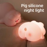 Gaeaspace  -  Pink Piggy Night Light Cute LED Silicone Night Lamp Indoor Atmosphere Pat Lamp Room Decoration USB Children's Night Light Gift