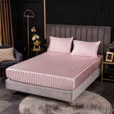 Gaeaspace  -  Luxury Queen King Size Bedding Set Satin Fitted Sheet 1pcs Bed Mattress Protector Cover Twin Queen Bedclothes No Pillowcase